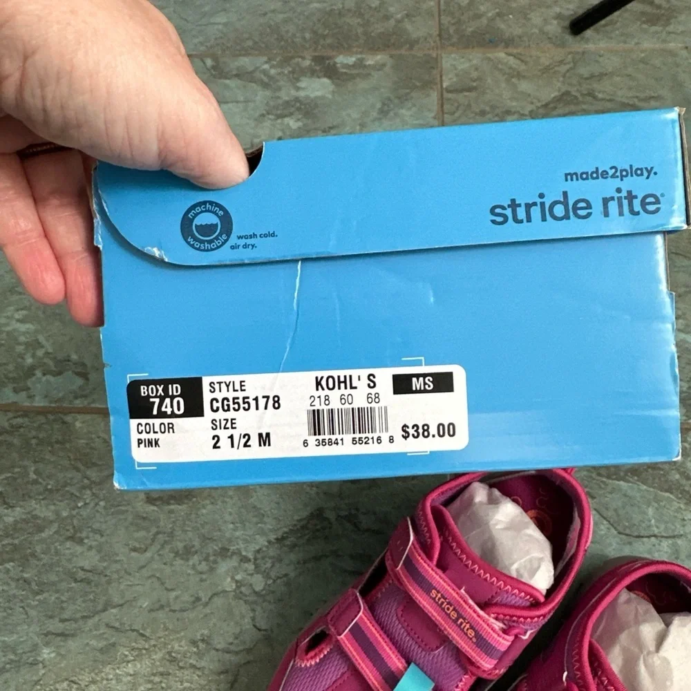 Stride Rite Made 2 Play Christiana Girls Sandals Shoes 2.5 M Pink Machine‎ Wash